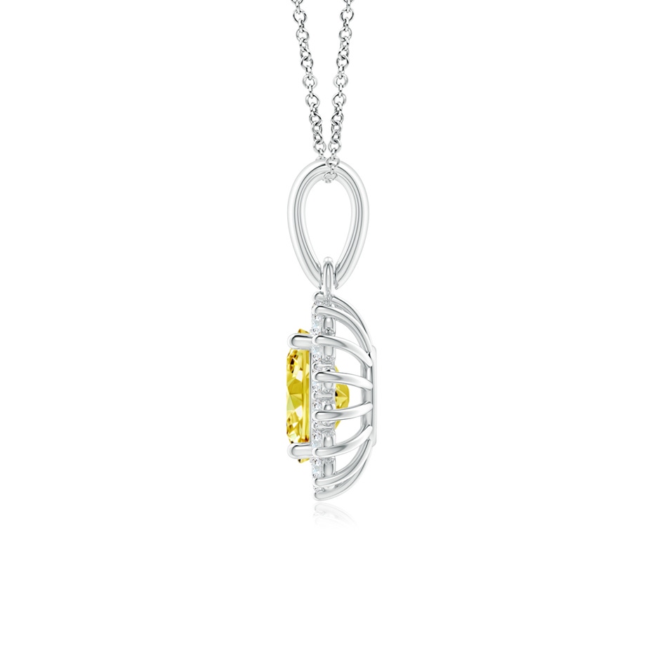7x5mm AAAA Oval Fancy Intense Yellow Diamond Pendant with Floral Halo in P950 Platinum side 199