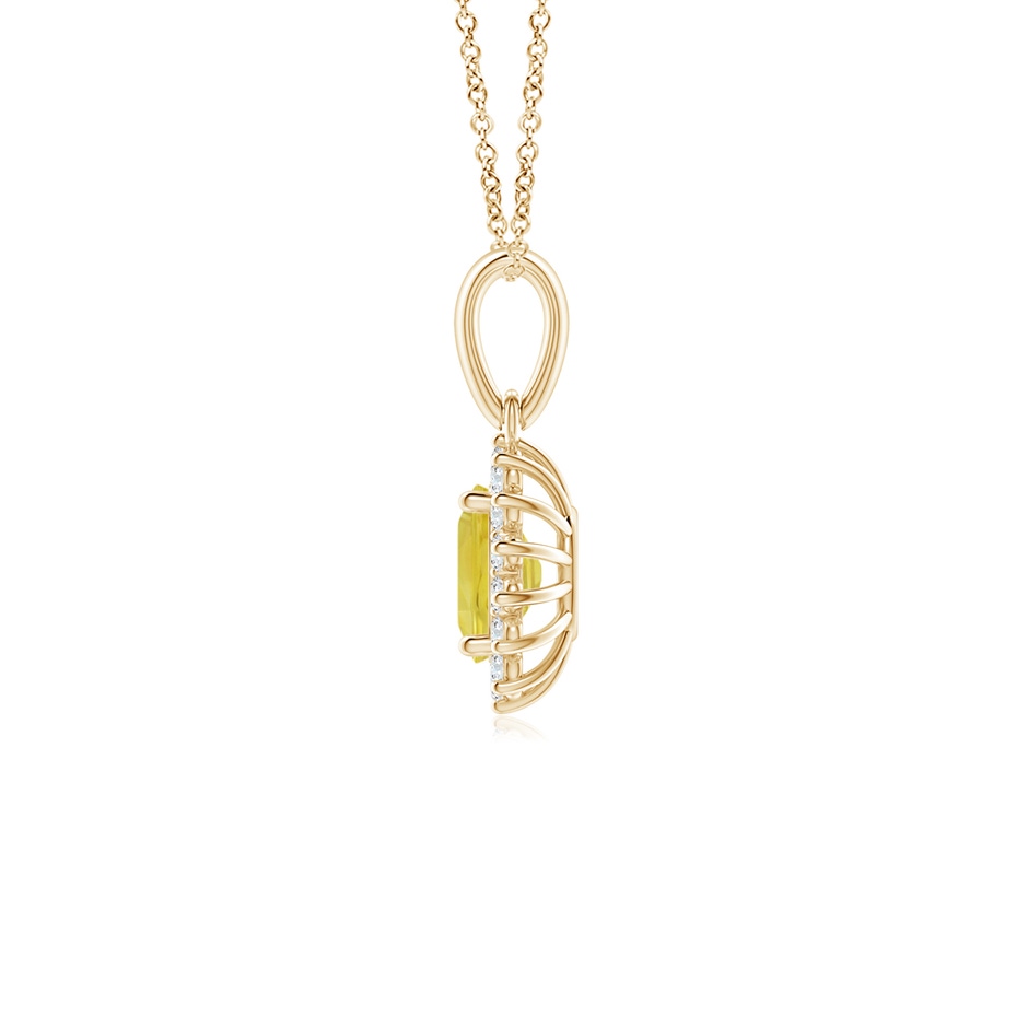 6x4mm A Oval Yellow Sapphire Pendant with Floral Diamond Halo in Yellow Gold side 1