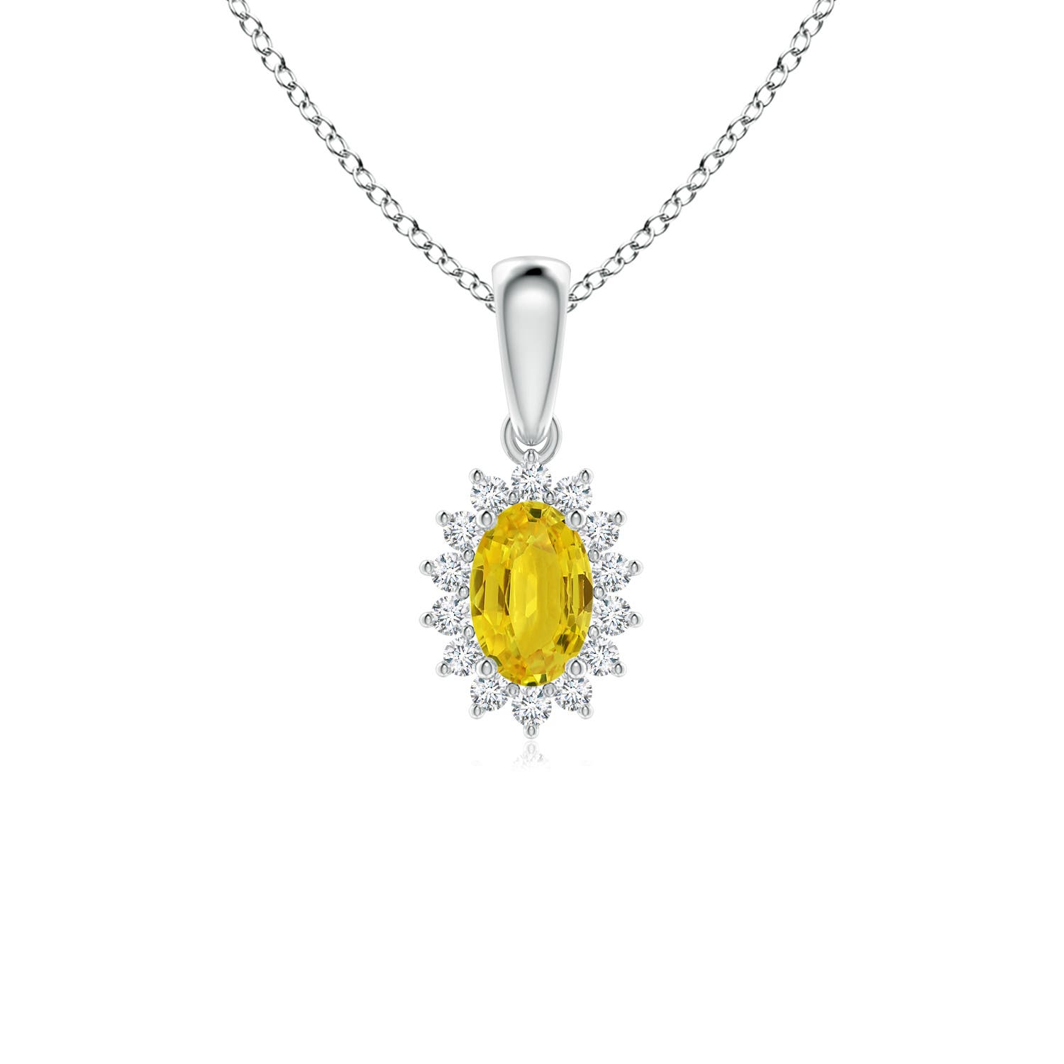 AAA - Yellow Sapphire / 0.8 CT / 14 KT White Gold