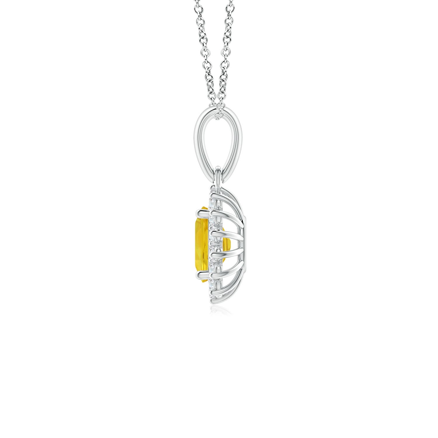 AAA - Yellow Sapphire / 0.8 CT / 14 KT White Gold