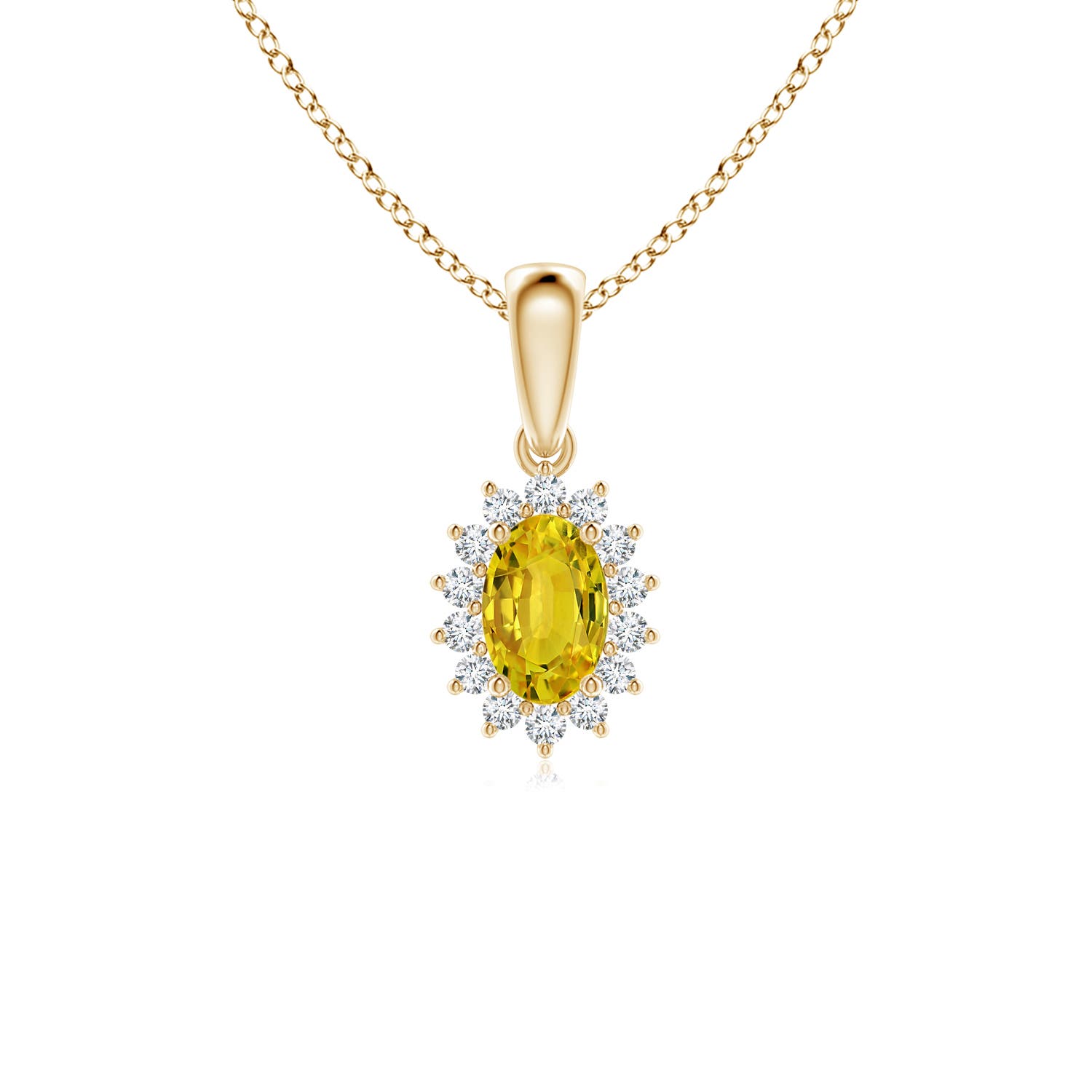 Vintage Style Yellow Sapphire Pendant with Diamond Halo | Angara