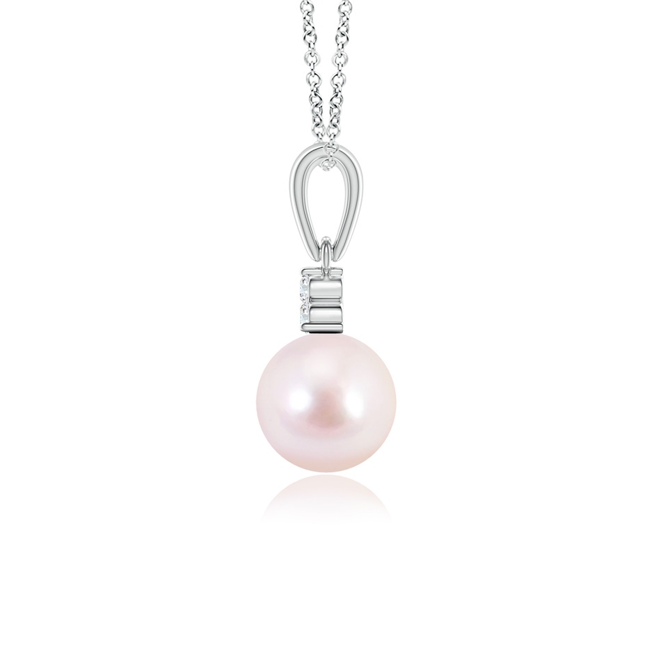 6mm AAAA Japanese Akoya Pearl Pendant with Trio Diamonds in White Gold side-1