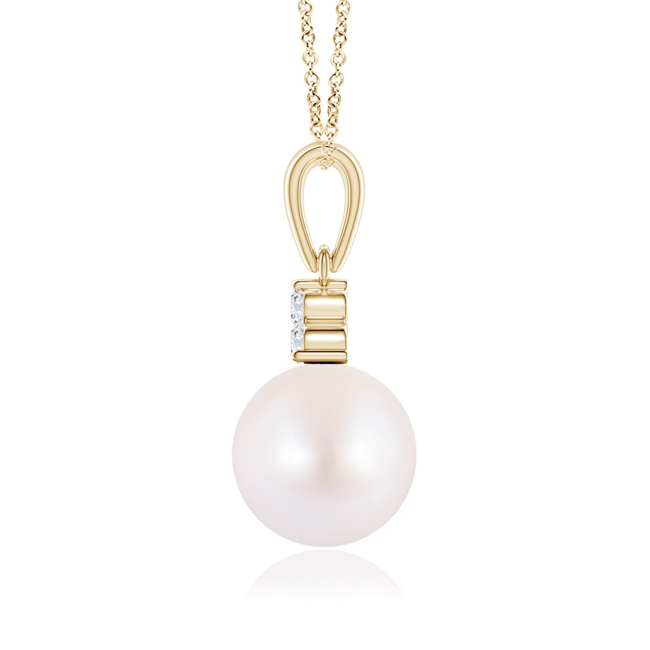 8mm AA Japanese Akoya Pearl Pendant with Trio Diamonds in 9K Yellow Gold side-1