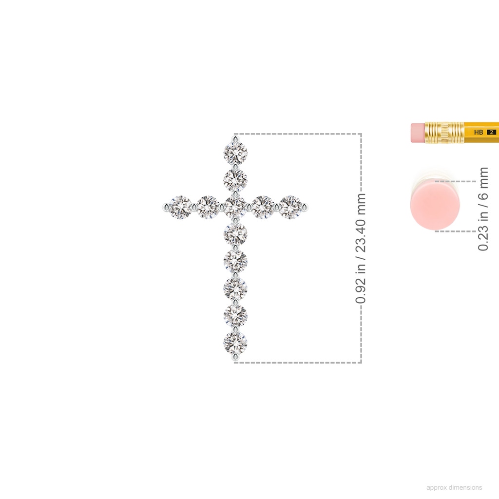 2.15mm IJI1I2 Round Diamond Cross Pendant in White Gold ruler