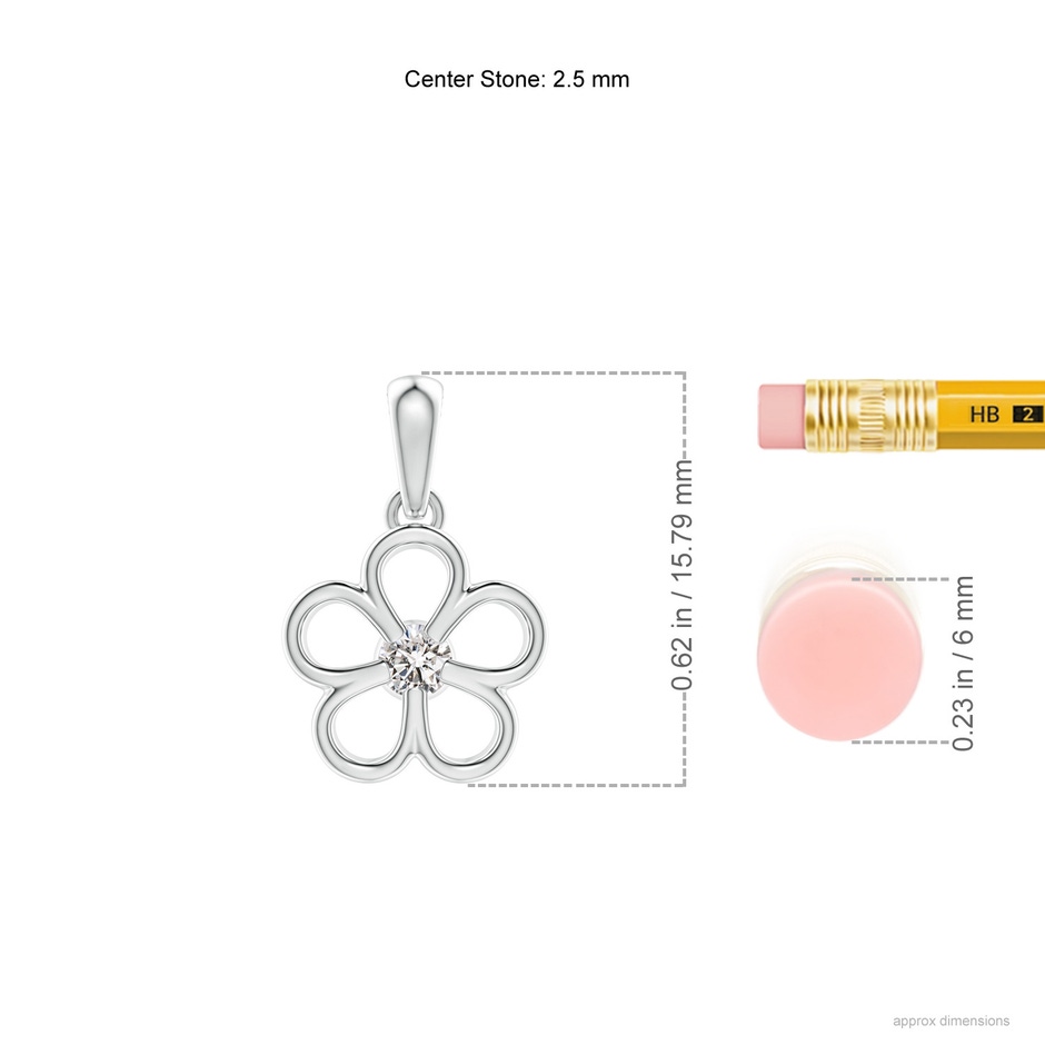 2.5mm IJI1I2 Round Diamond Flower Pendant in P950 Platinum ruler
