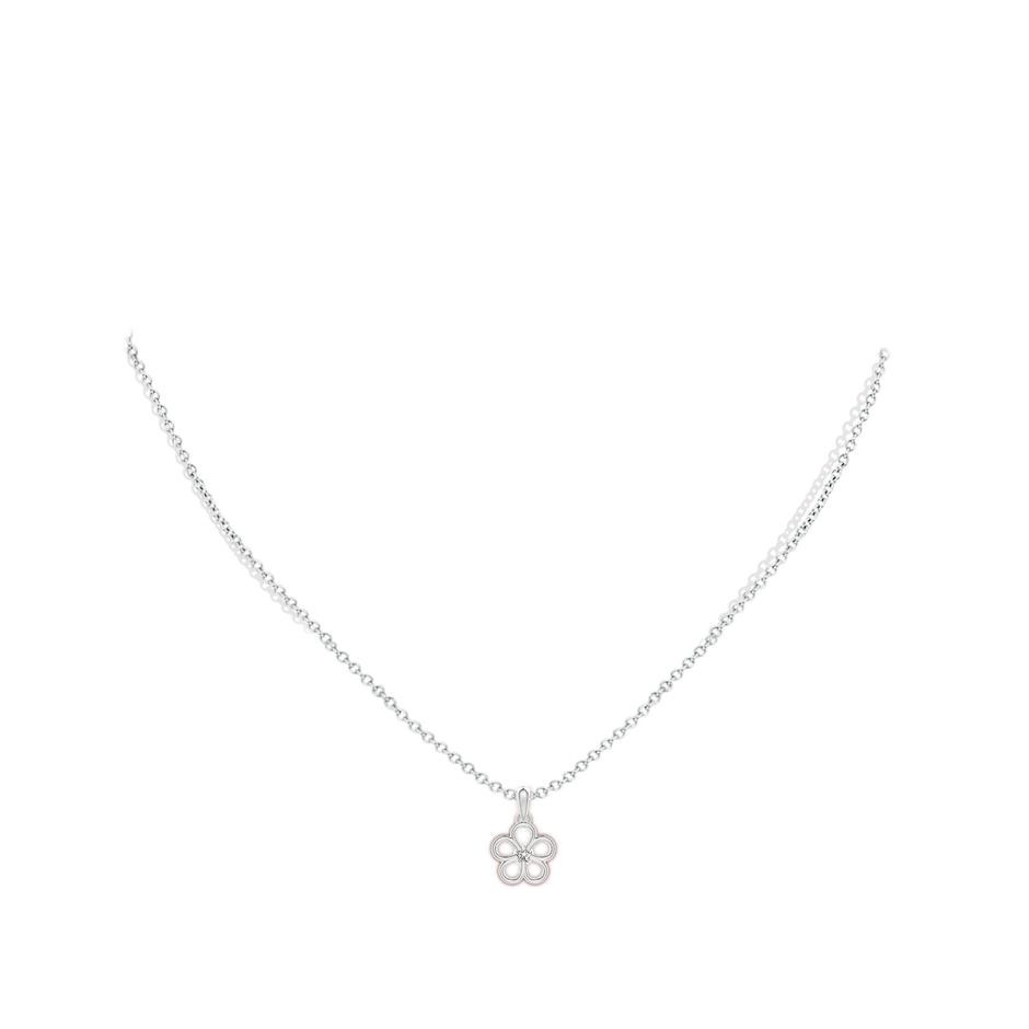 2.5mm IJI1I2 Round Diamond Flower Pendant in P950 Platinum body-neck