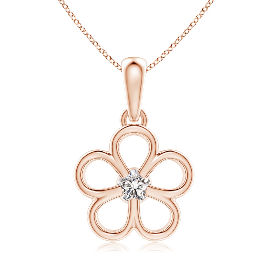 3.8mm IJI1I2 Round Diamond Flower Pendant in Rose Gold 