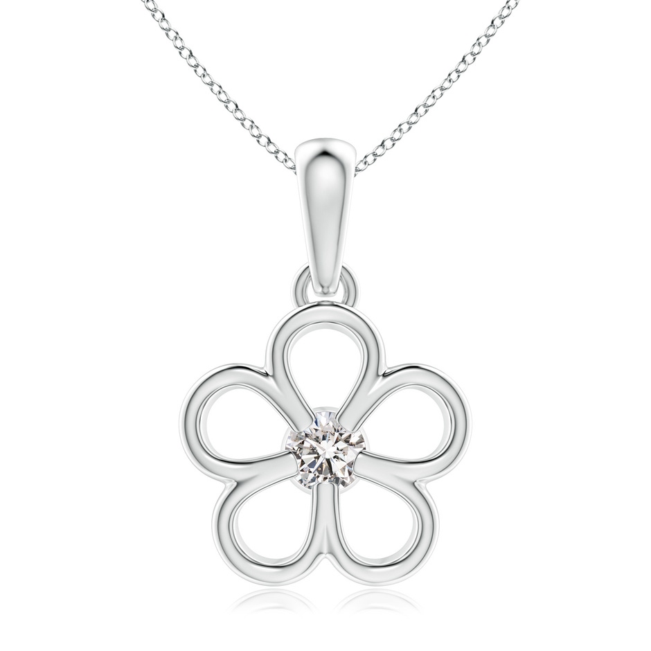 3.8mm IJI1I2 Round Diamond Flower Pendant in White Gold 