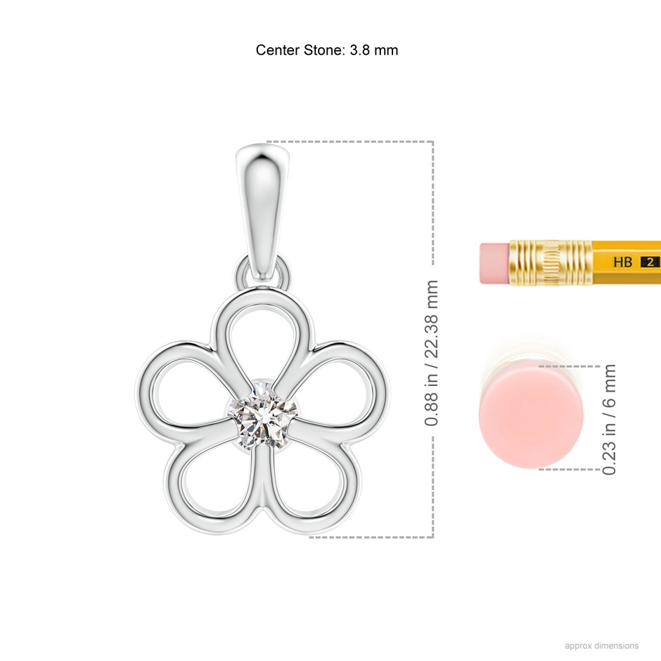 3.8mm IJI1I2 Round Diamond Flower Pendant in White Gold ruler