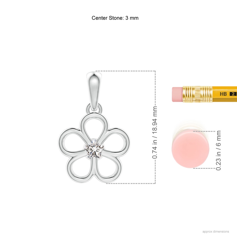 3mm IJI1I2 Round Diamond Flower Pendant in P950 Platinum ruler