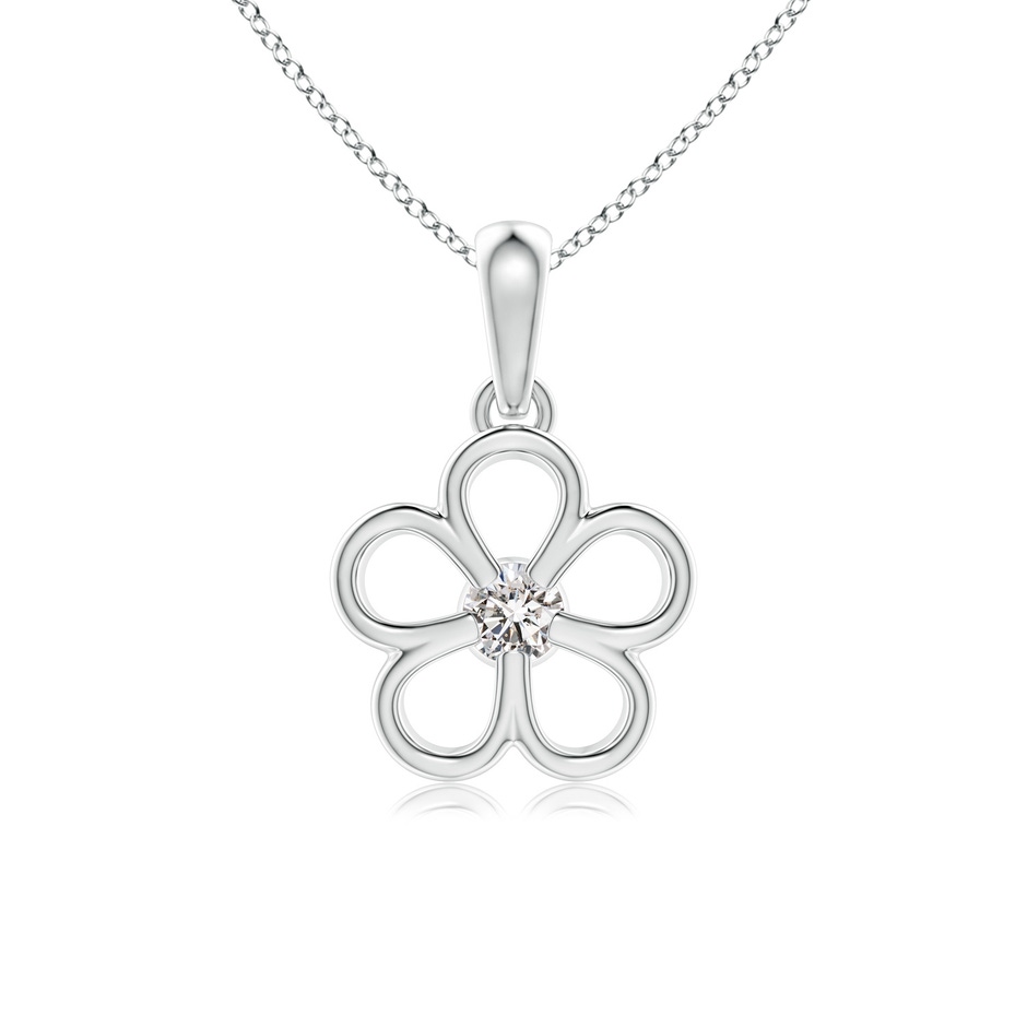 3mm IJI1I2 Round Diamond Flower Pendant in White Gold 