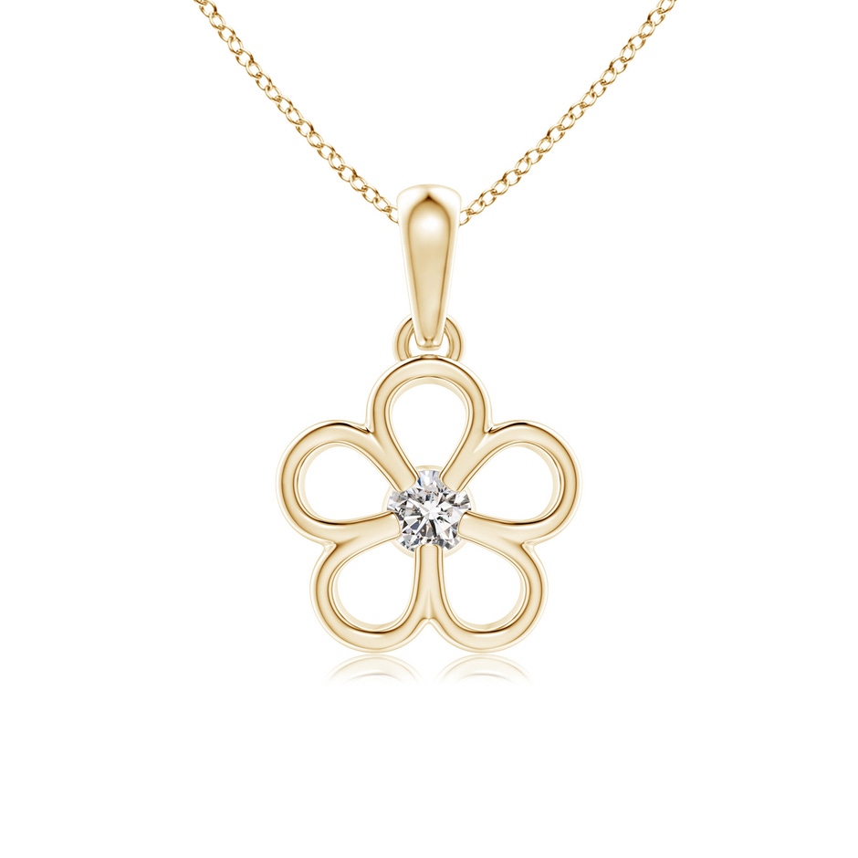 3mm IJI1I2 Round Diamond Flower Pendant in Yellow Gold 