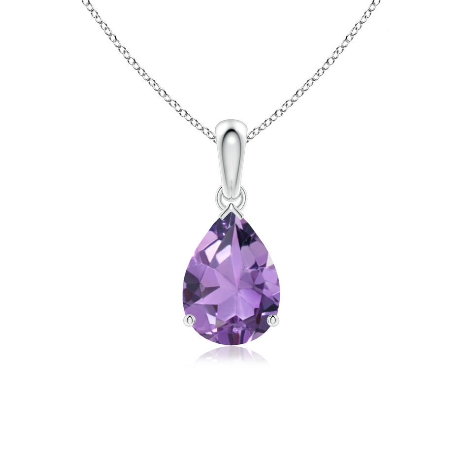 10x7mm A Prong-Set Pear Amethyst Solitaire Pendant in P950 Platinum 