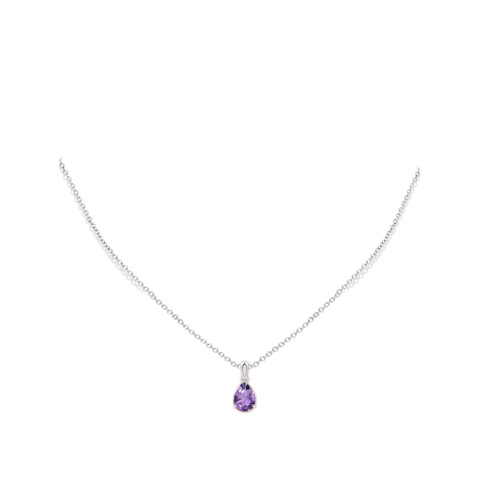 10x7mm A Prong-Set Pear Amethyst Solitaire Pendant in P950 Platinum pen