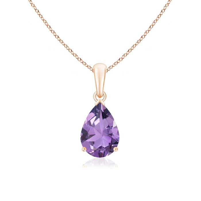 10x7mm A Pear-Shaped Amethyst Solitaire Pendant in Rose Gold