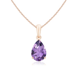 10x7mm A Pear-Shaped Amethyst Solitaire Pendant in Rose Gold
