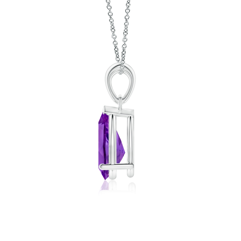 10x7mm AAA Prong-Set Pear Amethyst Solitaire Pendant in White Gold side 199