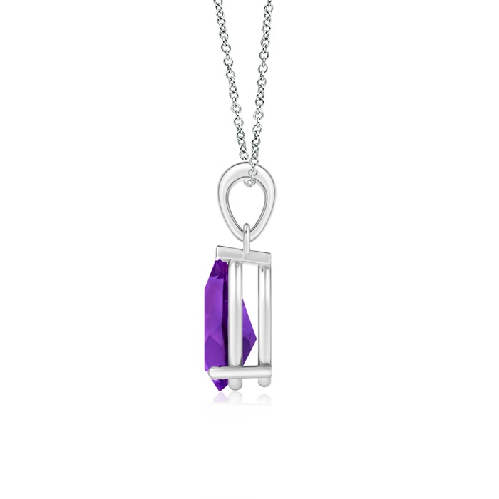 10x7mm AAAA Pear-Shaped Amethyst Solitaire Pendant in White Gold Product Image