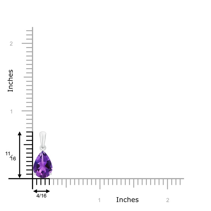 10x7mm AAAA Pear-Shaped Amethyst Solitaire Pendant in White Gold Product Image