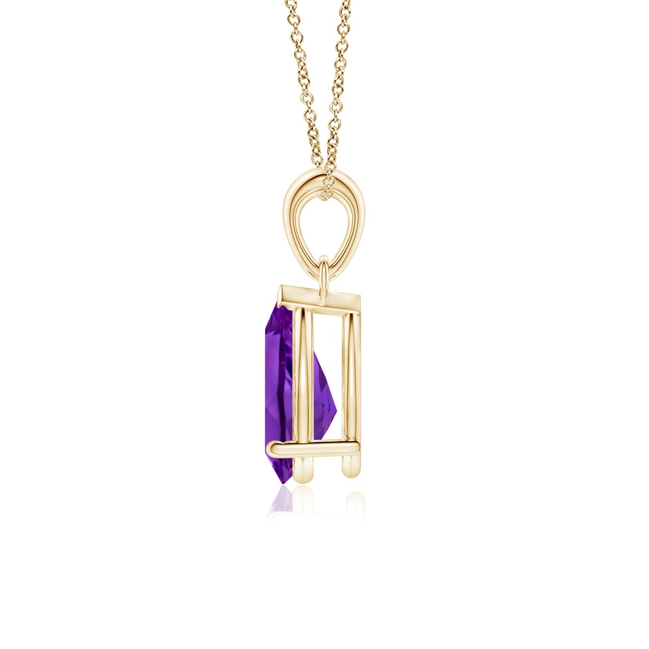 10x7mm AAAA Prong-Set Pear Amethyst Solitaire Pendant in Yellow Gold side 199
