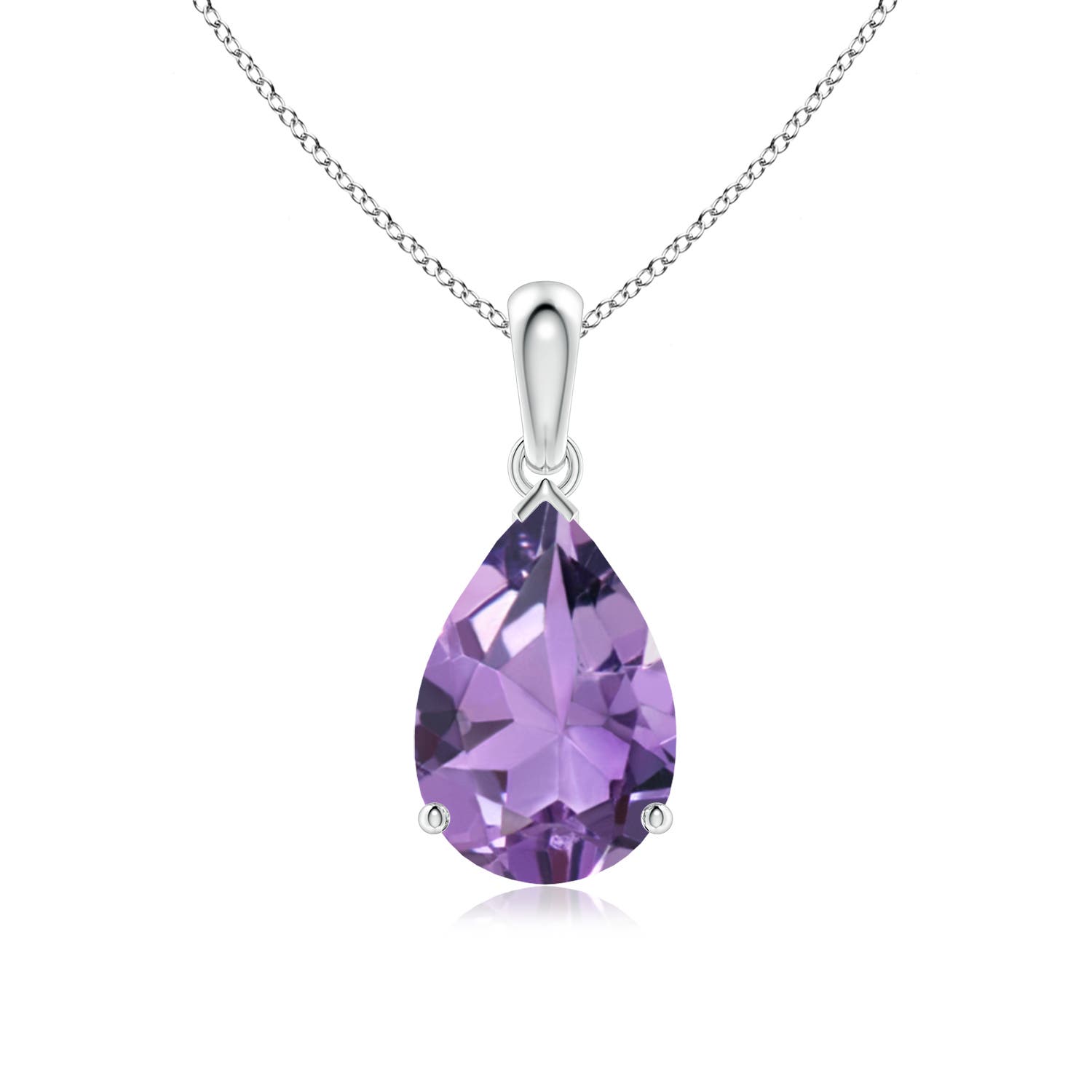 12x8mm A Prong-Set Pear Amethyst Solitaire Pendant in P950 Platinum
