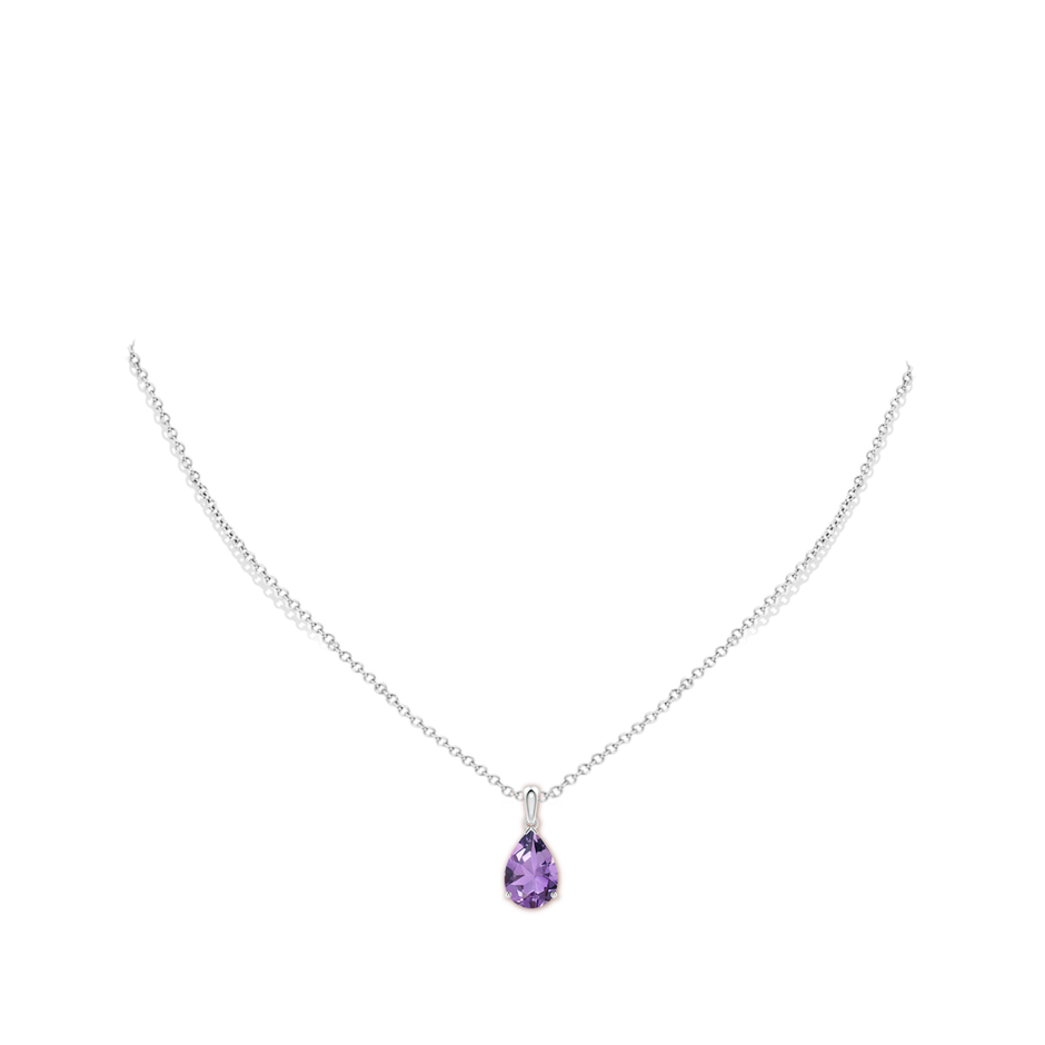 12x8mm A Prong-Set Pear Amethyst Solitaire Pendant in P950 Platinum pen