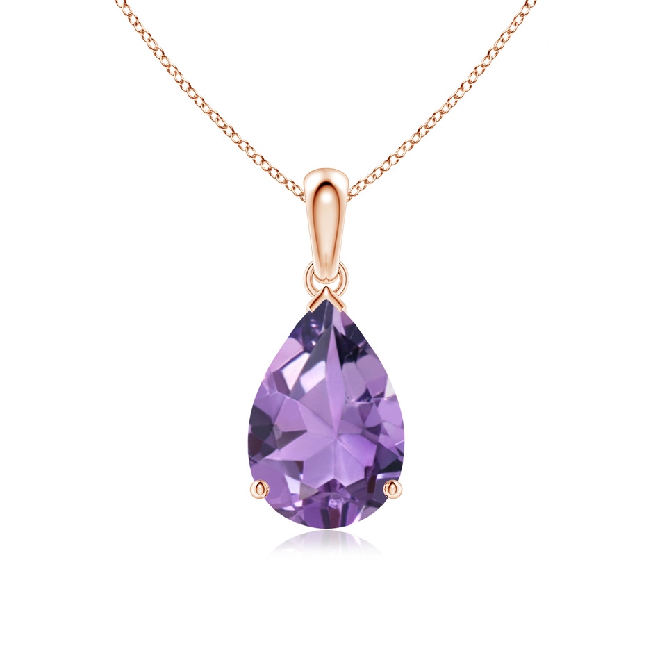 12x8mm A Prong-Set Pear Amethyst Solitaire Pendant in Rose Gold 