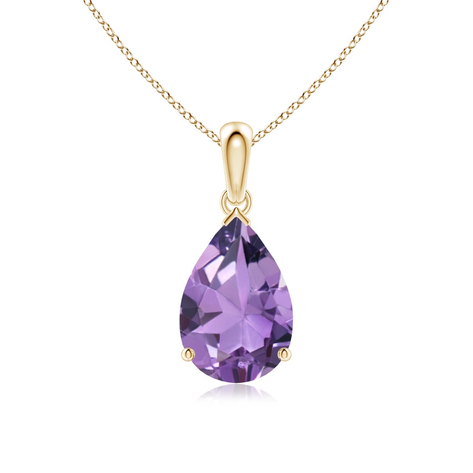 12x8mm A Prong-Set Pear Amethyst Solitaire Pendant in Yellow Gold 