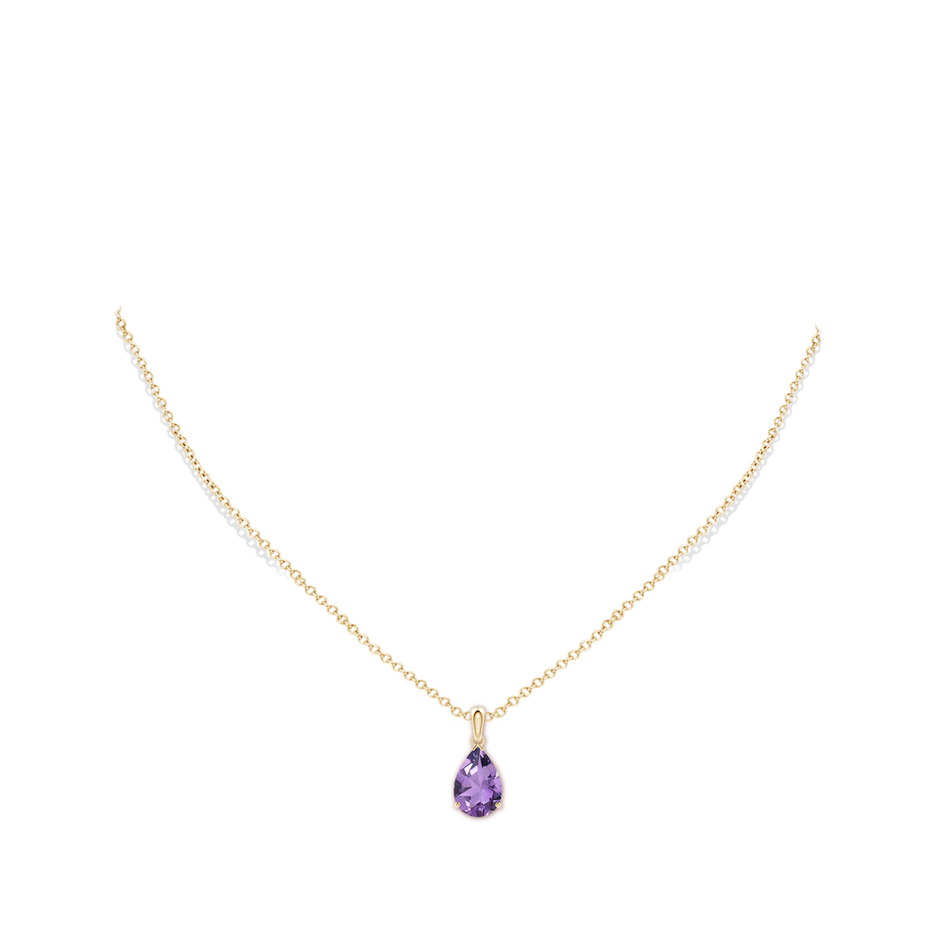 12x8mm A Prong-Set Pear Amethyst Solitaire Pendant in Yellow Gold pen