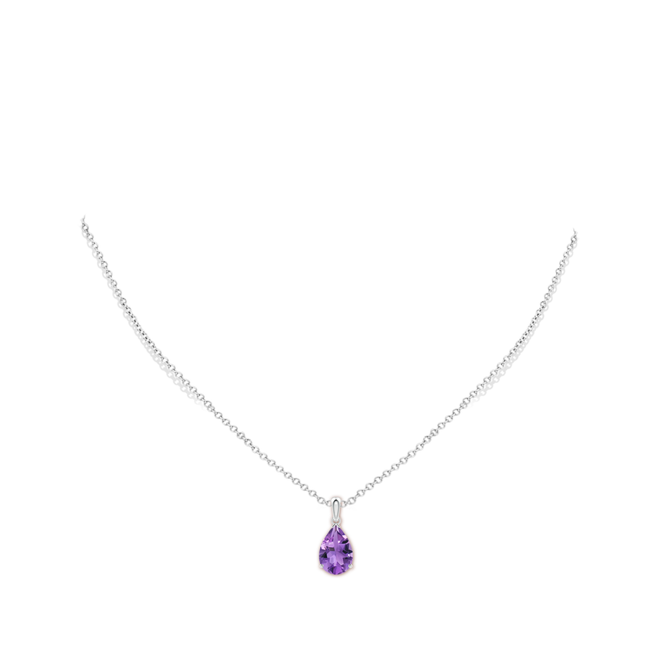12x8mm AA Prong-Set Pear Amethyst Solitaire Pendant in White Gold pen