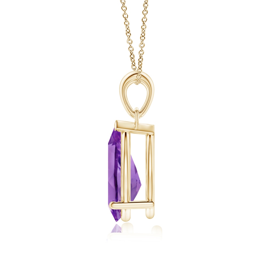 12x8mm AA Prong-Set Pear Amethyst Solitaire Pendant in Yellow Gold side 199