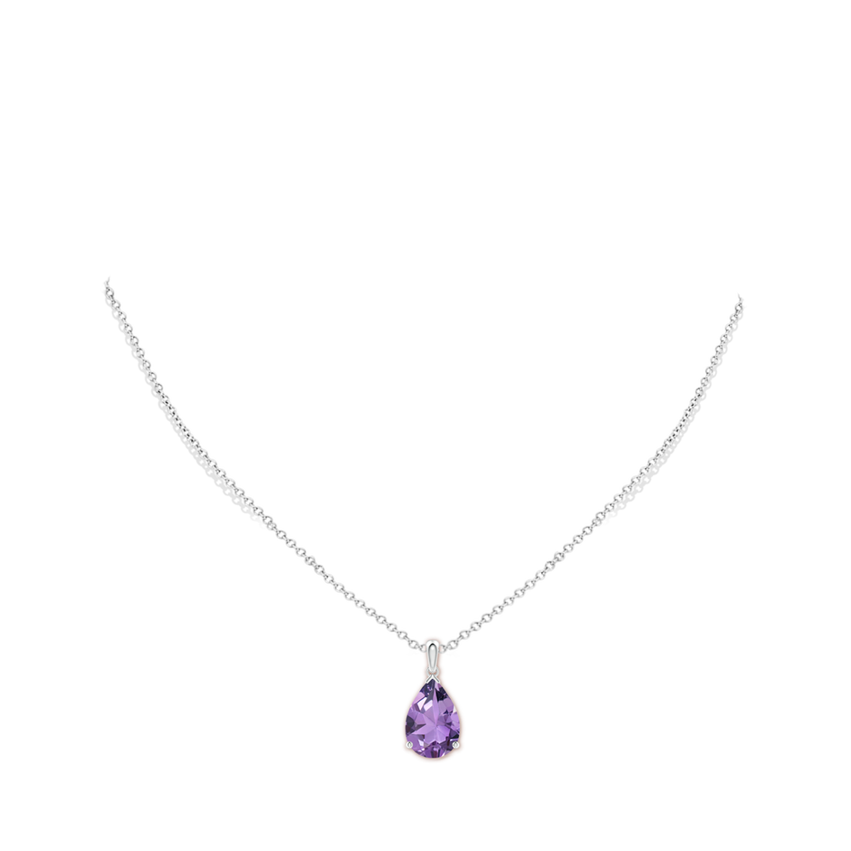 15x10mm A Prong-Set Pear Amethyst Solitaire Pendant in S999 Silver pen