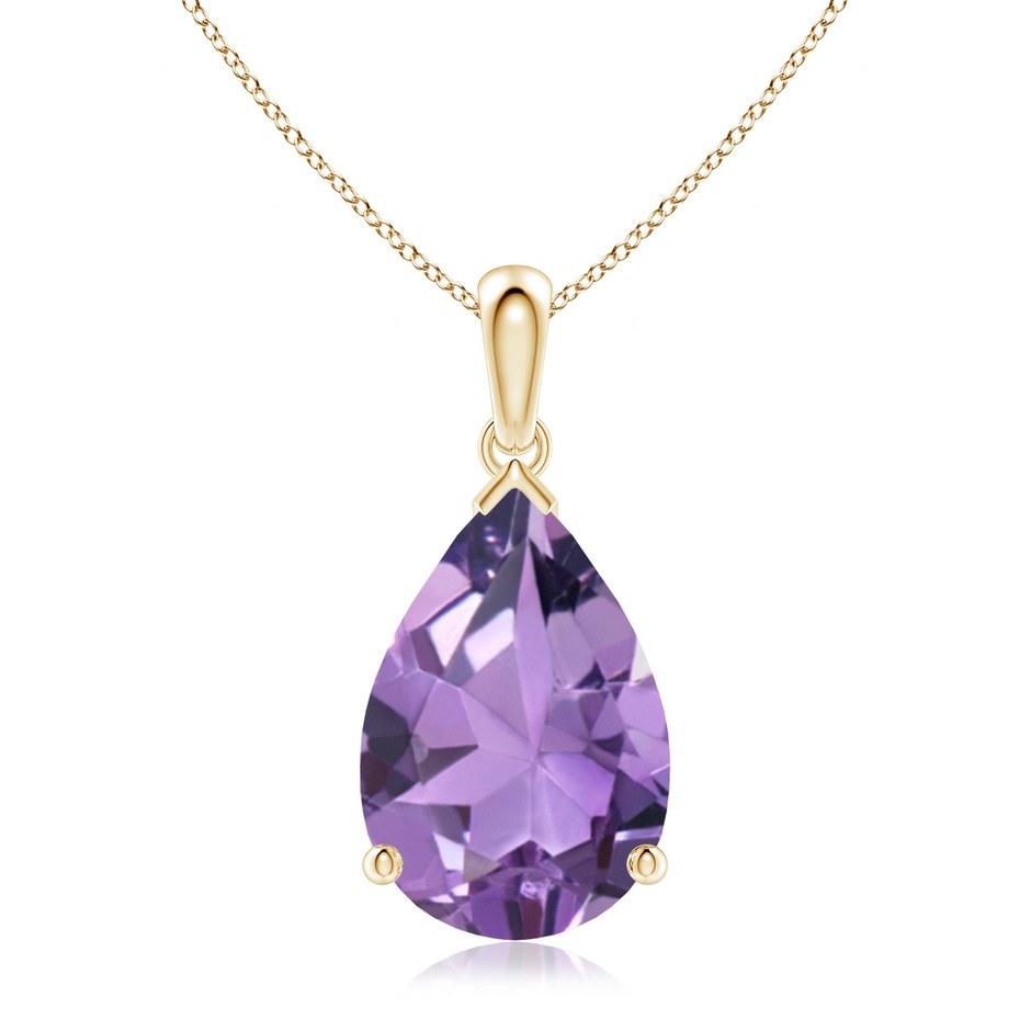 15x10mm A Prong-Set Pear Amethyst Solitaire Pendant in Yellow Gold 