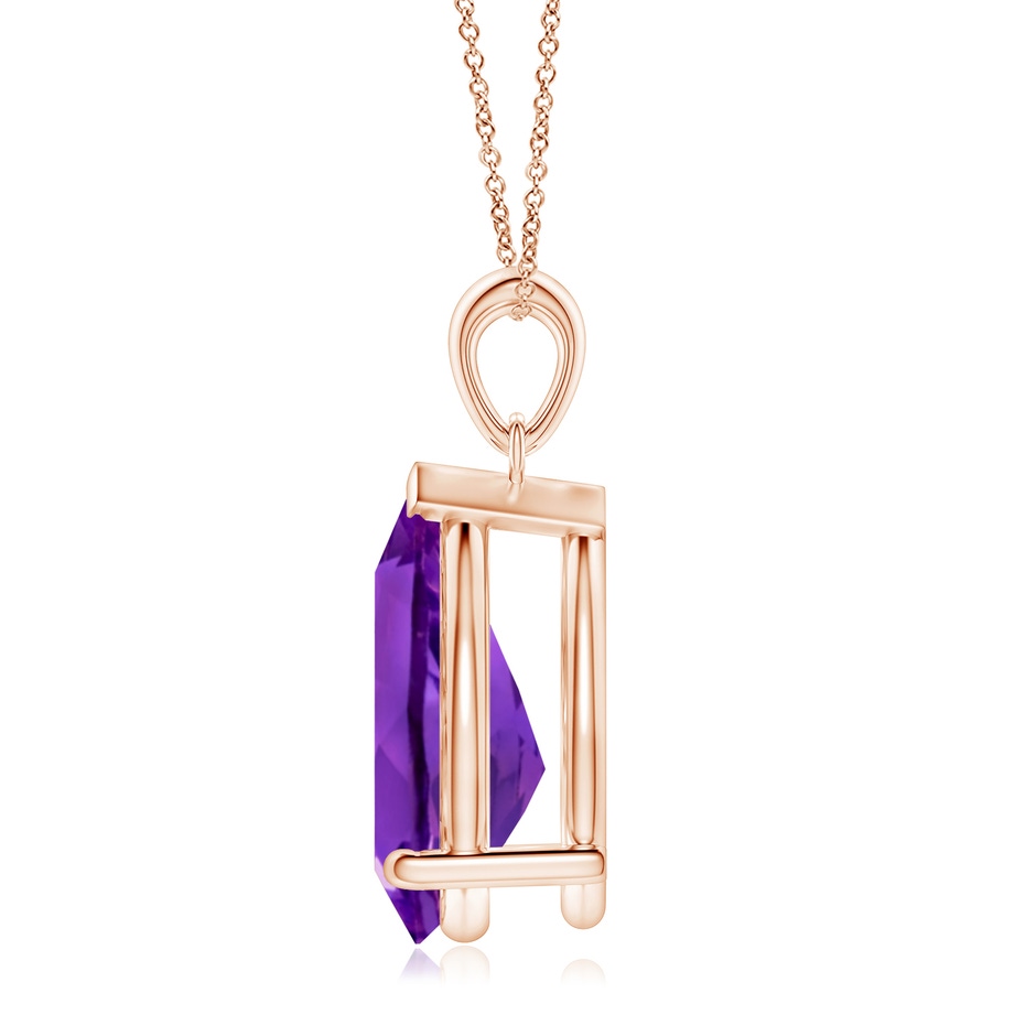 15x10mm AAAA Prong-Set Pear Amethyst Solitaire Pendant in 18K Rose Gold side 199