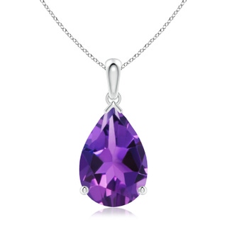 15x10mm AAAA Prong-Set Pear Amethyst Solitaire Pendant in P950 Platinum