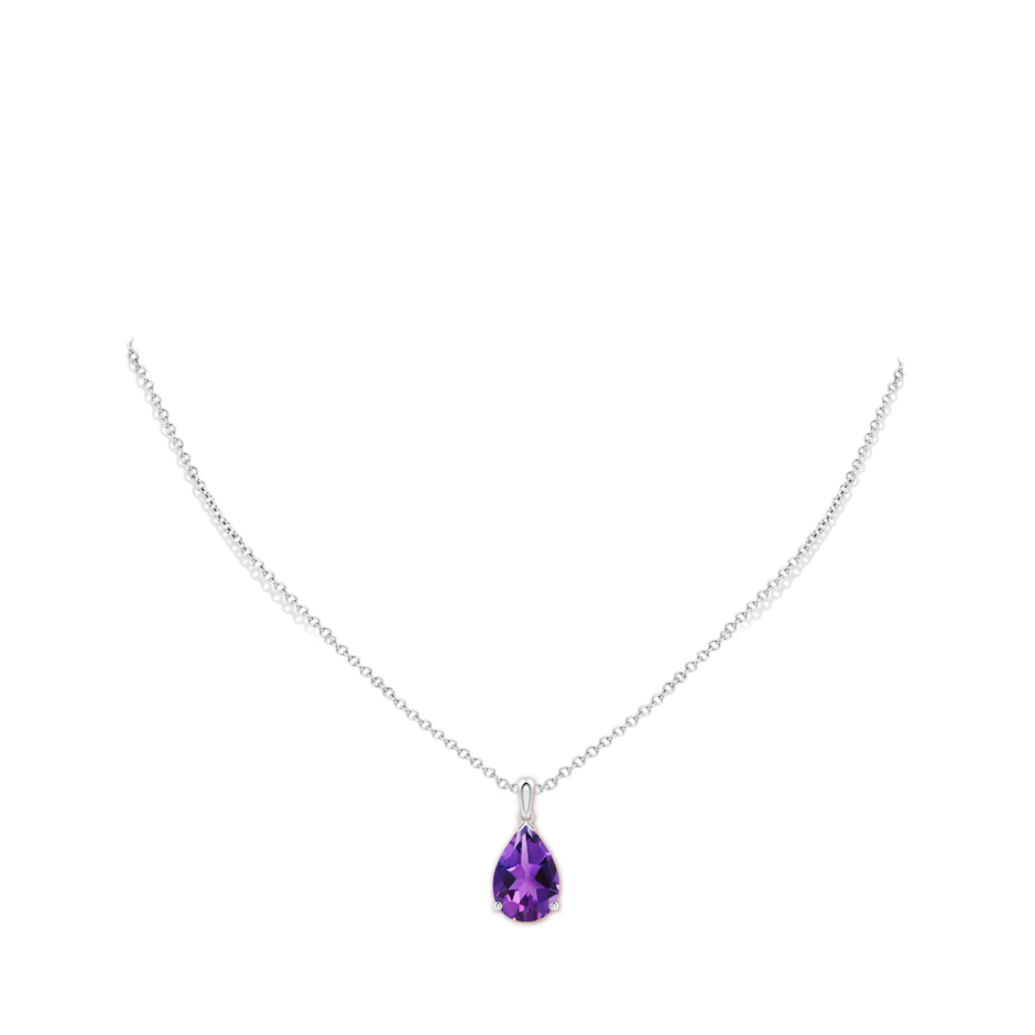15x10mm AAAA Prong-Set Pear Amethyst Solitaire Pendant in P950 Platinum pen
