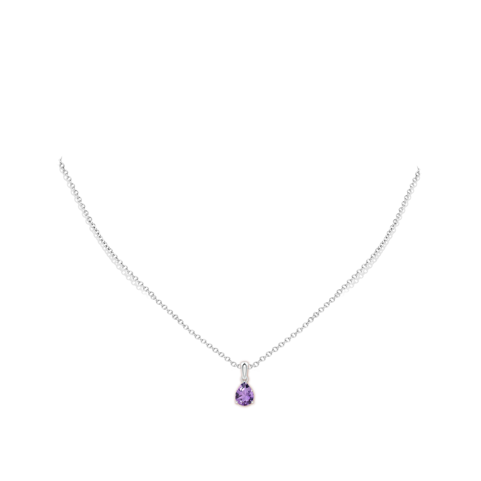 8x6mm A Prong-Set Pear Amethyst Solitaire Pendant in P950 Platinum pen