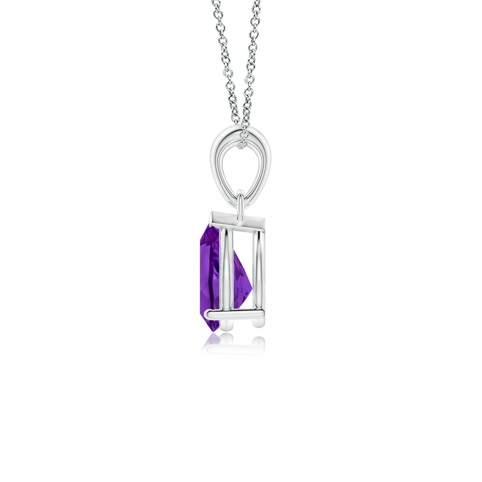 8x6mm AAAA Prong-Set Pear Amethyst Solitaire Pendant in P950 Platinum side 199