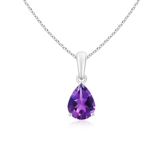 8x6mm AAAA Pear-Shaped Amethyst Solitaire Pendant in White Gold