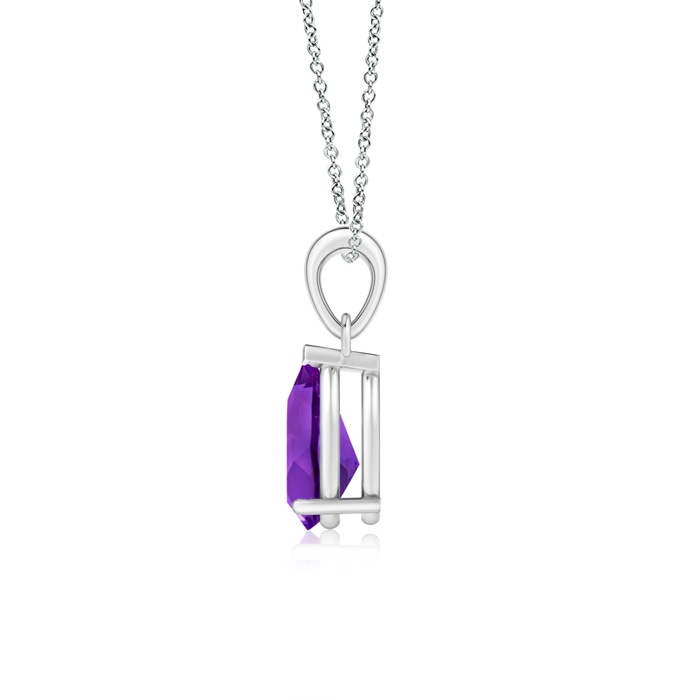 9x7mm AAAA Pear-Shaped Amethyst Solitaire Pendant in White Gold Product Image