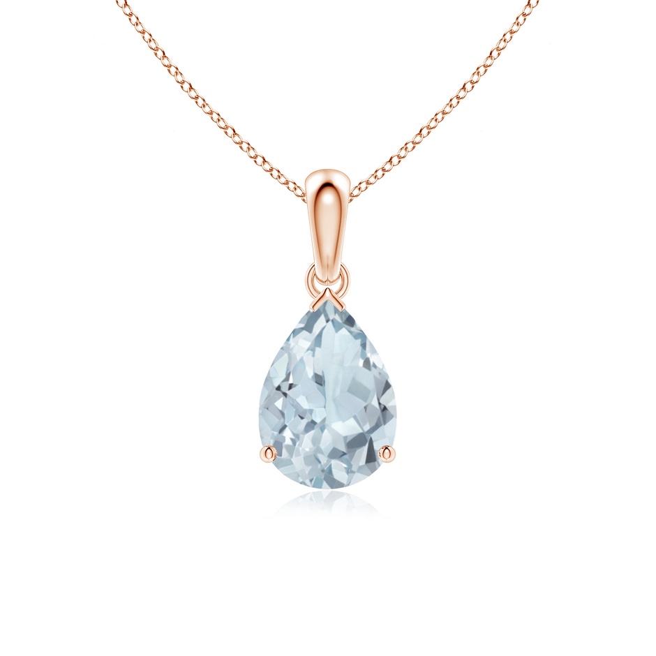 10x7mm A Pear-Shaped Aquamarine Solitaire Pendant in Rose Gold 