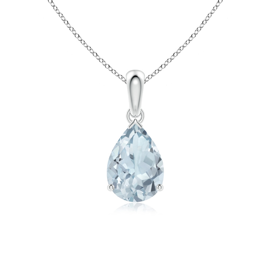 10x7mm A Pear-Shaped Aquamarine Solitaire Pendant in White Gold 