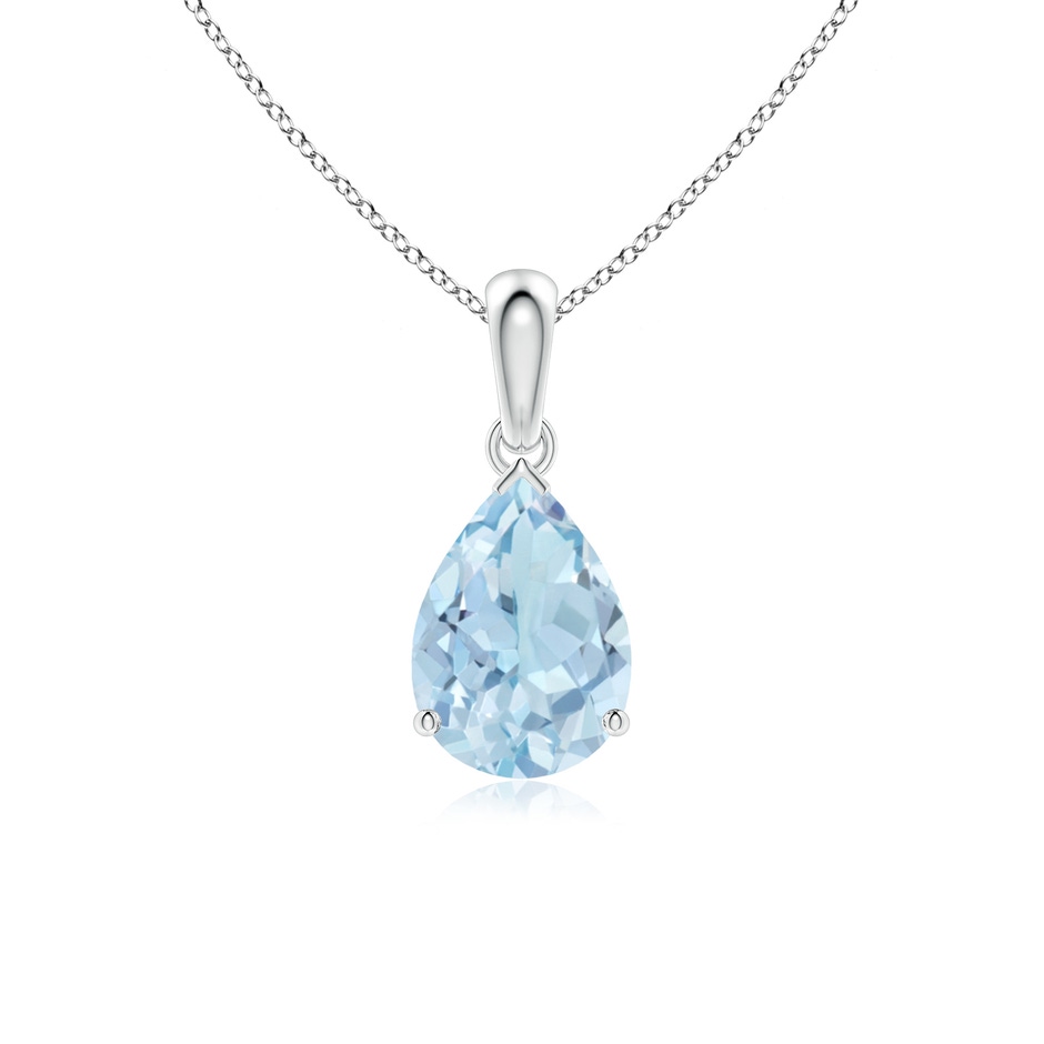 10x7mm AA Pear-Shaped Aquamarine Solitaire Pendant in P950 Platinum 