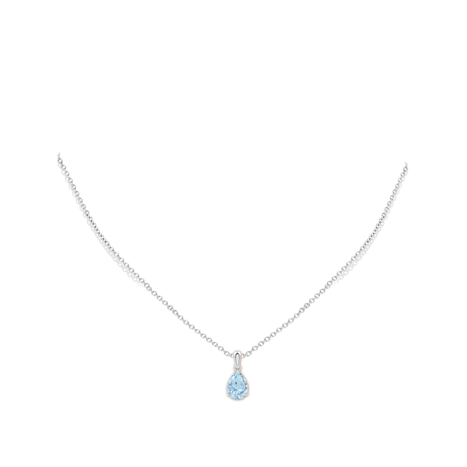 10x7mm AA Pear-Shaped Aquamarine Solitaire Pendant in P950 Platinum pen