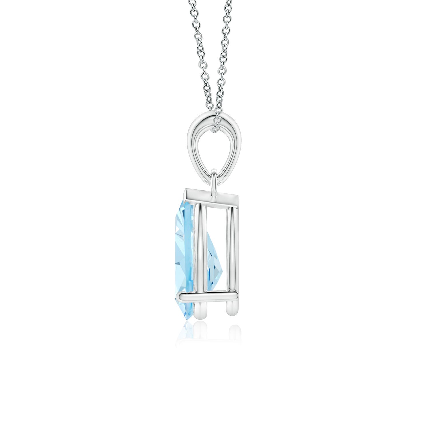10x7mm AAA Pear-Shaped Aquamarine Solitaire Pendant in White Gold - side 3