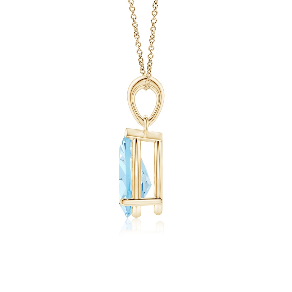10x7mm AAA Pear-Shaped Aquamarine Solitaire Pendant in Yellow Gold side 199