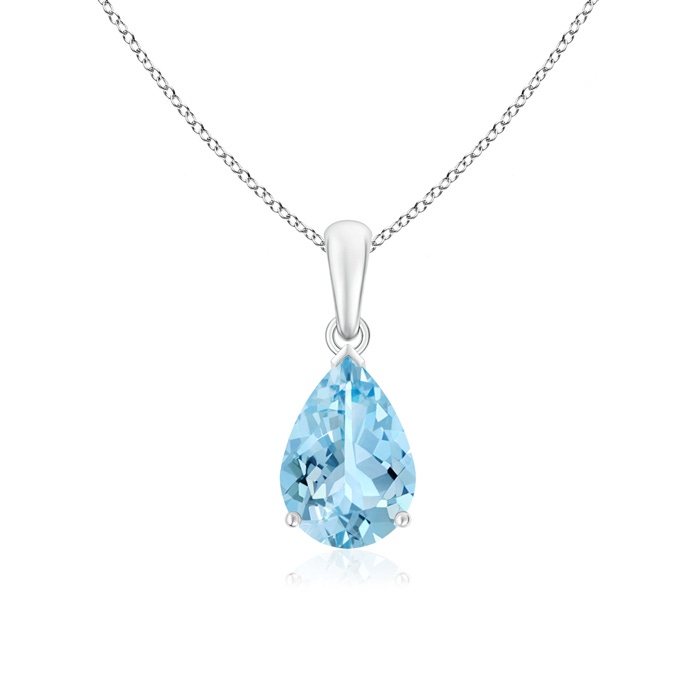 10x7mm AAAA Pear-Shaped Aquamarine Solitaire Pendant in P950 Platinum