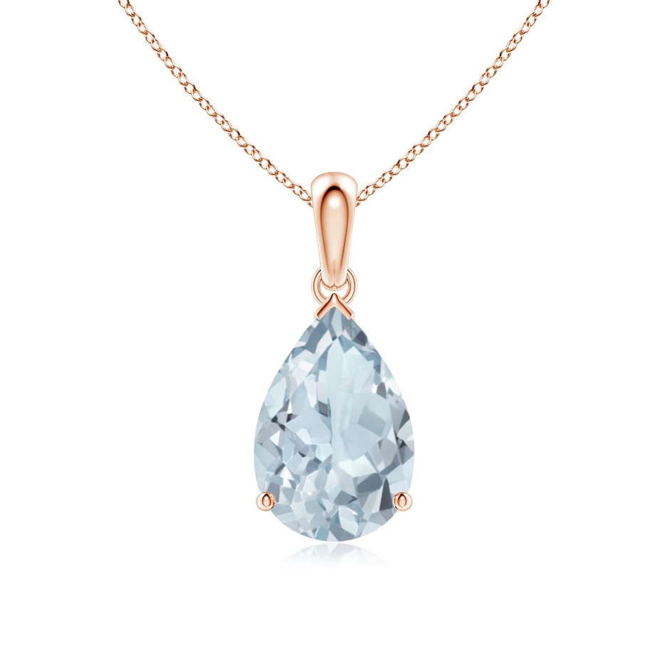 12x8mm A Pear-Shaped Aquamarine Solitaire Pendant in Rose Gold 