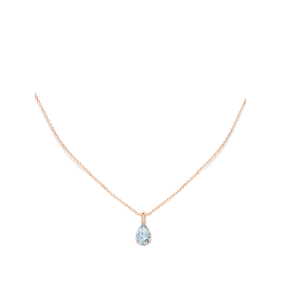 12x8mm A Pear-Shaped Aquamarine Solitaire Pendant in Rose Gold pen