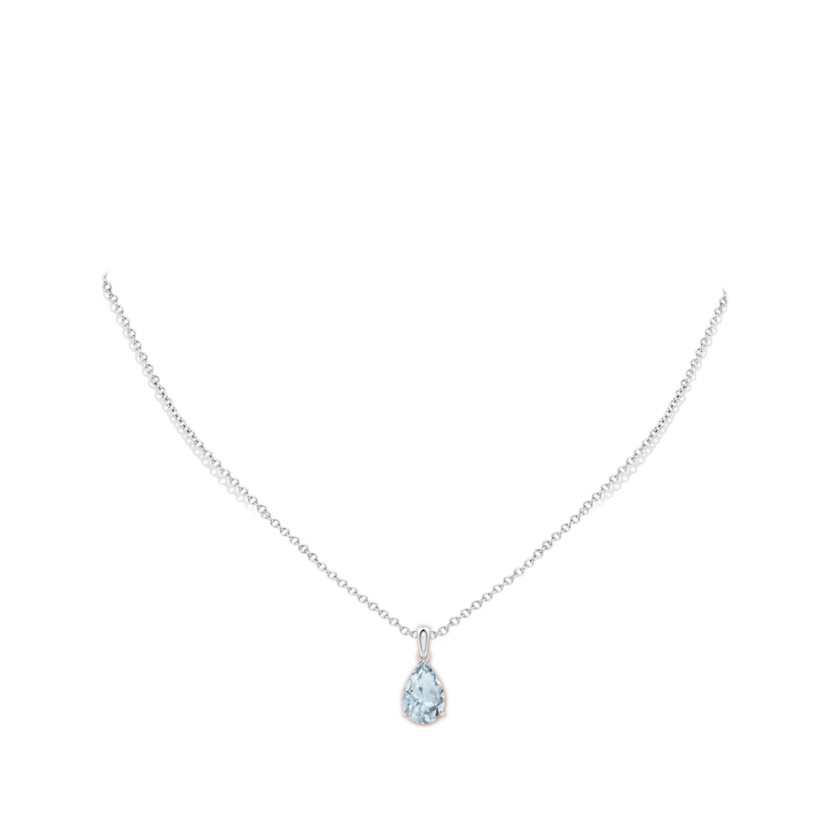 12x8mm A Pear-Shaped Aquamarine Solitaire Pendant in White Gold pen